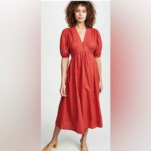 anthropologie mih jeans red floral avery dress size M